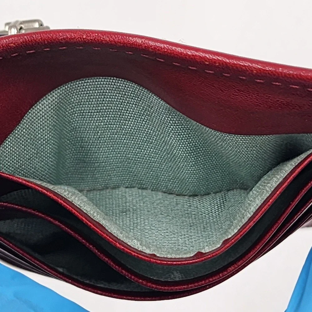 Hobo International Euro Slide Red Leather Wallet Credit‎ Card Passport Case